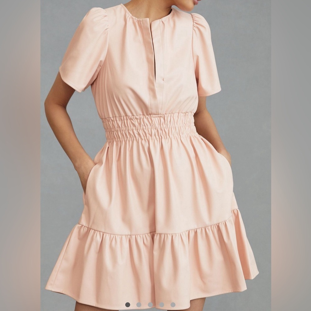 Anthropologie The Somerset‎ Blush Pink Vegan Leather Dress XXS